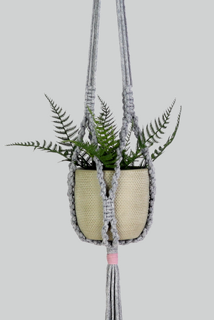 Chain Reaction - Handmade in Australia, Grey macrame plant hanger