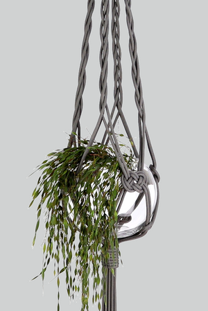 Fourragère - Handmade in Australia, grey modern macrame plant hanger