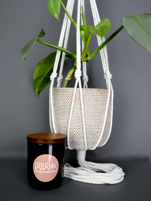 Gift Pack - Australian Made Soy Candle and White Macrame Plant Hanger