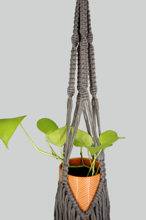 Fade to Grey- Handmade in Australia, grey twist macrame plant hanger