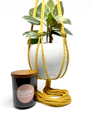 Gift Pack - Australian Made Soy Candle and Mustard Macrame Plant Hanger